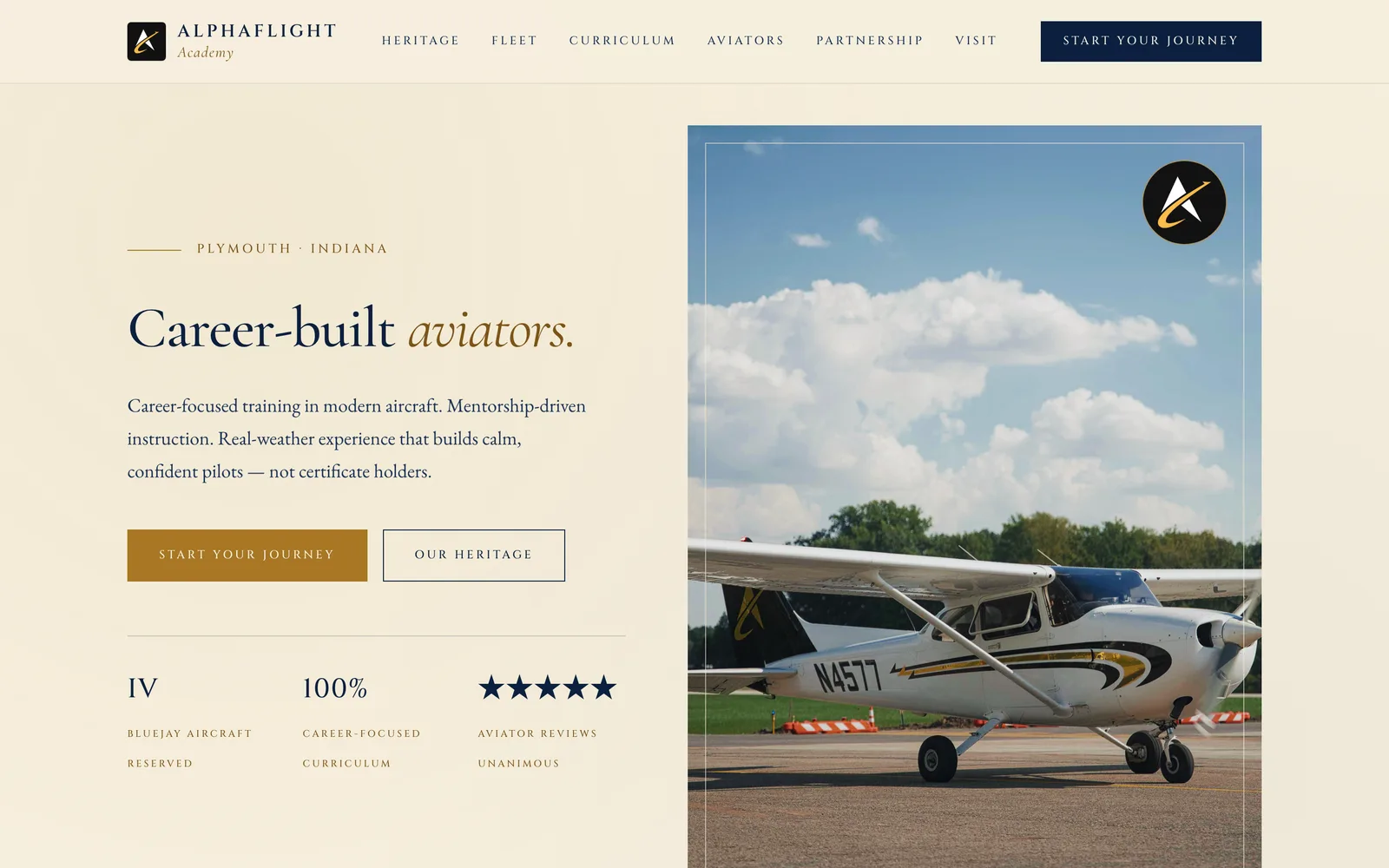 AlphaFlight Academy website on desktop