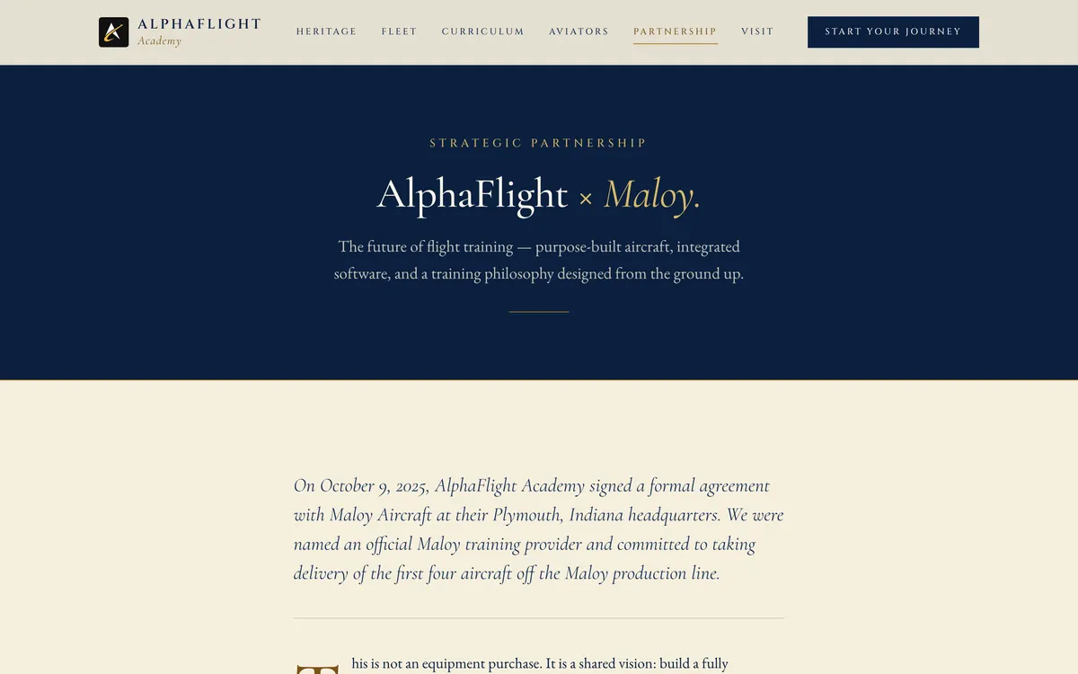 AlphaFlight Academy: Maloy Aircraft partnership page
