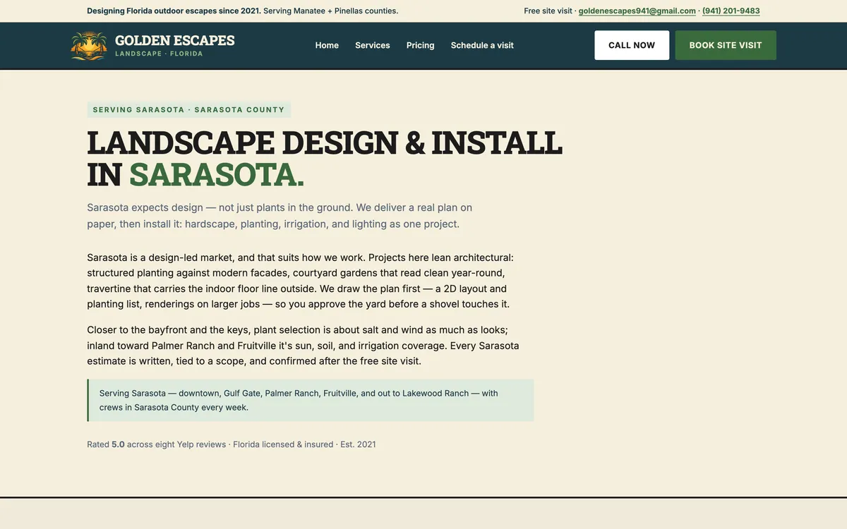 Golden Escapes: Landscaping in Sarasota page