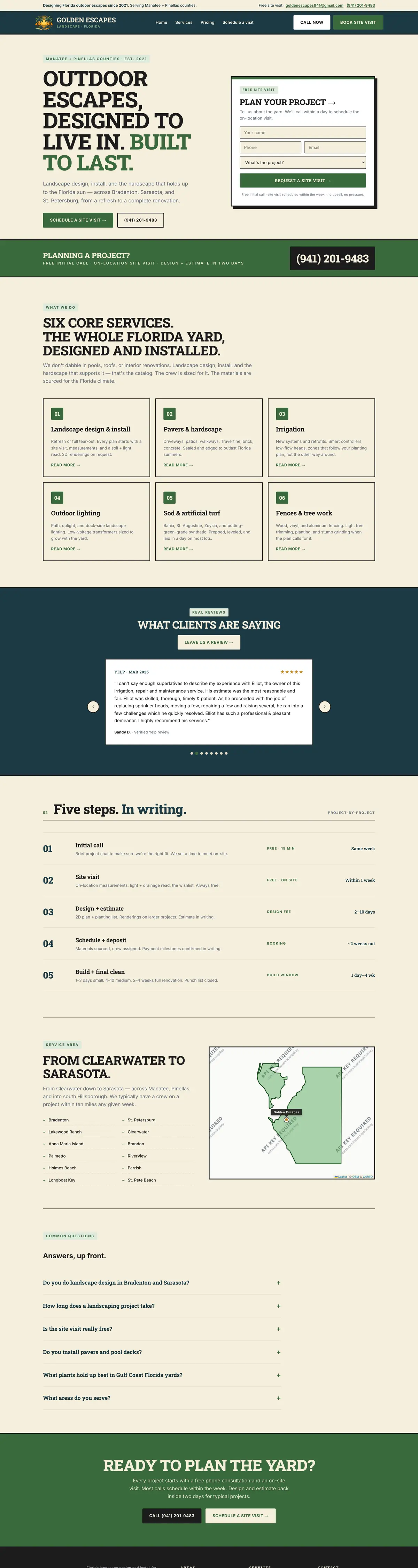 Golden Escapes website, full page