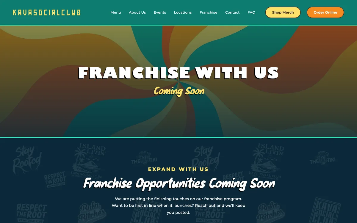 Kava Social Club: Franchise page
