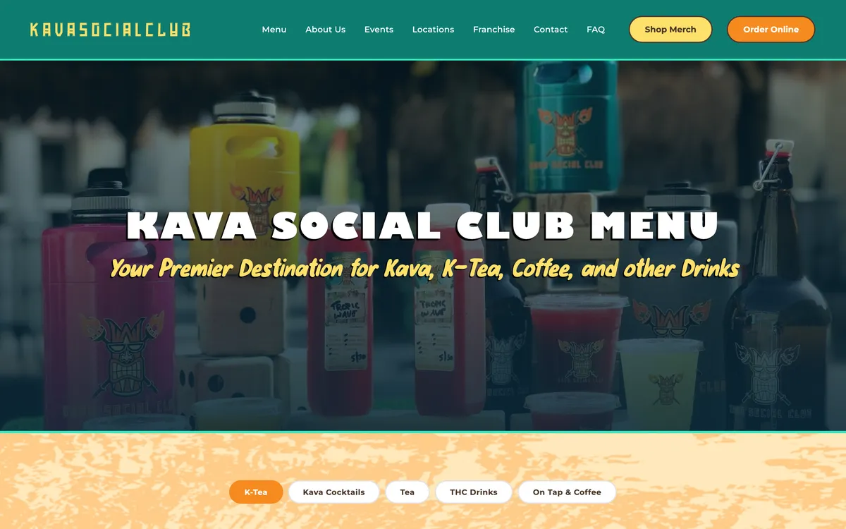 Kava Social Club: Menu page